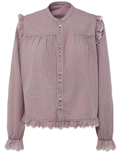 DSquared² Ruffled Cotton Checked Shirt - Purple