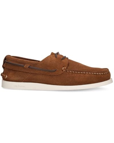 Kiton Suede Boat Shoe Loafers - Brown