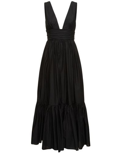 Matteau Tiered Plunge Midi Dress - Black