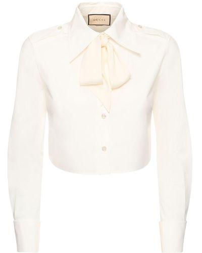 Gucci Cotton Shirt W/Bow - White