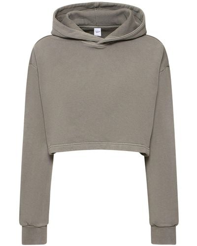 Reebok Classic Cropped Cotton Blend Hoodie - Grey