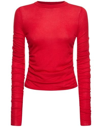 Jacquemus La Maille Sargas Wool Blend Rib Knit Top - Red