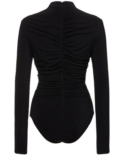 Magda Butrym 3D Roses Cutout Jersey Bodysuit - Black