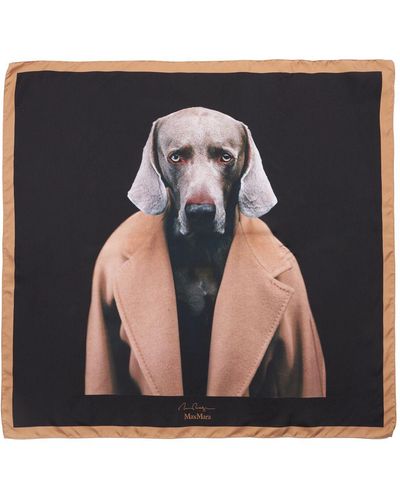 Max Mara Madame Dog Silk Scarf - Black