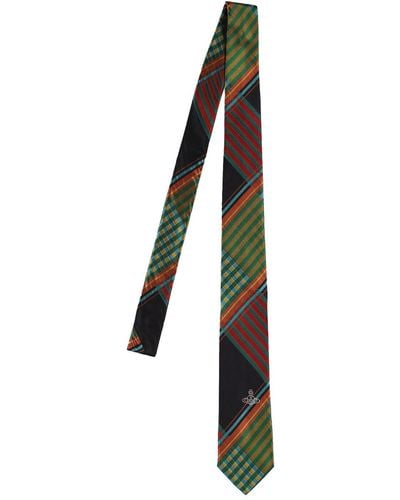 Vivienne Westwood Cravate en soie tartan 7 cm - Noir