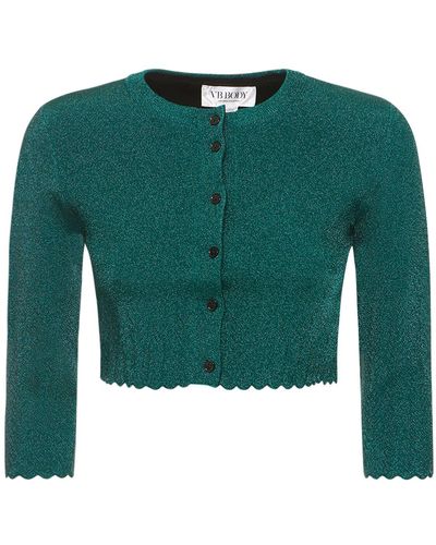 Victoria Beckham Lurex Viscose Blend Cropped Cardigan - Green