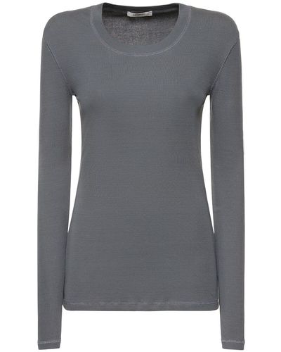 Lemaire Rib Cotton Long Sleeve T-Shirt - Gray