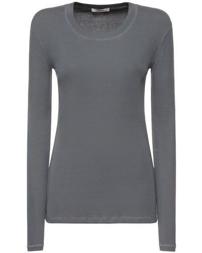 Lemaire Rib Cotton Long Sleeve T-Shirt - Grey