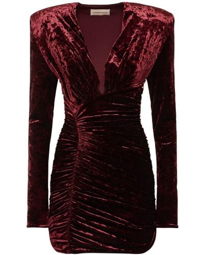 Alexandre Vauthier Crushed Velvet Mini Dress - Red