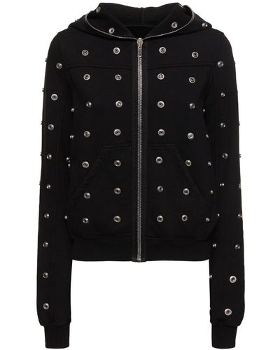 Rick Owens Embellished Jersey Hoodie - Black