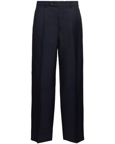 Bally Pleated Wool Blend Trousers - Blue