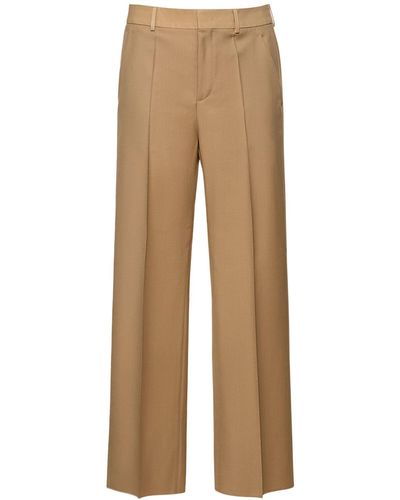 Valentino Straight Leg Wool & Mohair Trousers - Natural