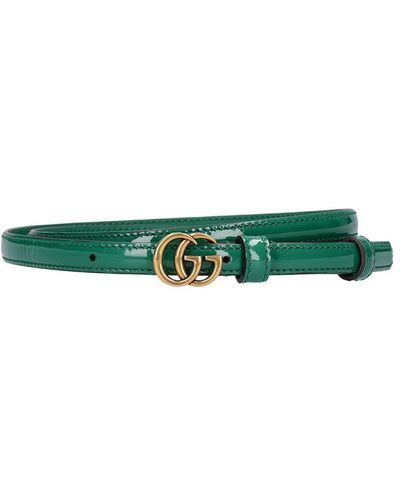 Gucci 1.2cm Gg Marmont Patent Leather Belt - Green