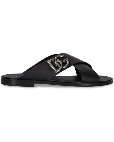 Dolce & Gabbana Sandales en cuir d&g - Noir