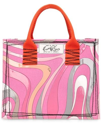 Emilio Pucci Small 3D Print Denim Tote Bag - Pink
