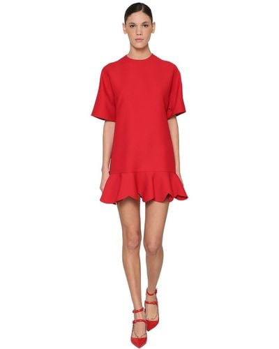 Valentino Kleid Aus Seiden/wollkrepp - Rot