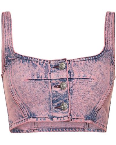 Marni Top cropped de denim de algodón - Rosa