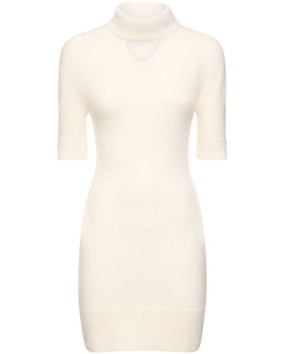Patou Knit Turtleneck Cutout Mini Dress - Natural