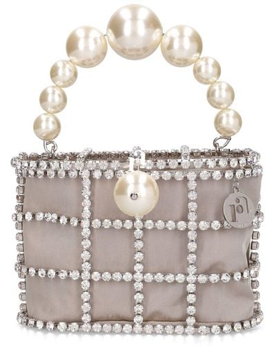 Rosantica Sac à main en cristaux et perles holly - Blanc