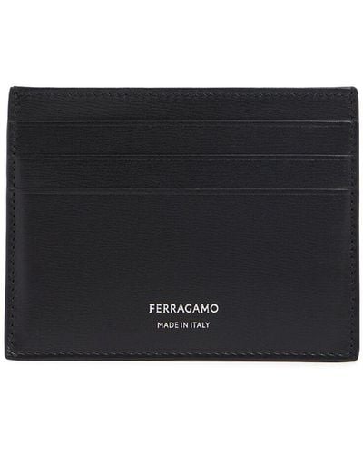 Ferragamo Classic Logo Leather Card Holder - Black