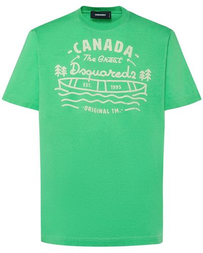 DSquared² Printed Cotton Jersey T-Shirt - Green