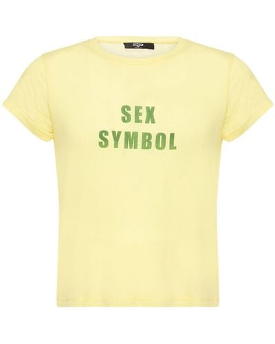 Jaded London Sex Symbol Flocked Viscose T-shirt - Yellow