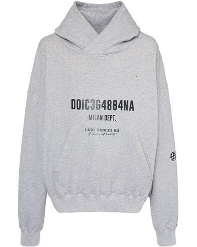 Dolce & Gabbana Sudadera oversize de jersey de algodón estampada - Gris
