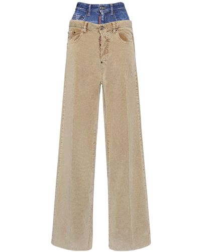 DSquared² Twin Pack Wide Corduroy Pants - Natural