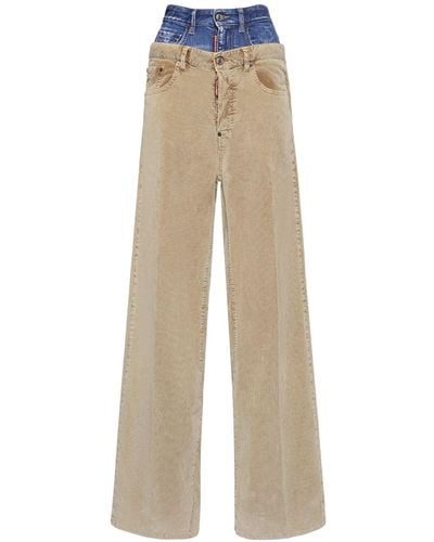 DSquared² Twin Pack Wide Corduroy Trousers - Natural