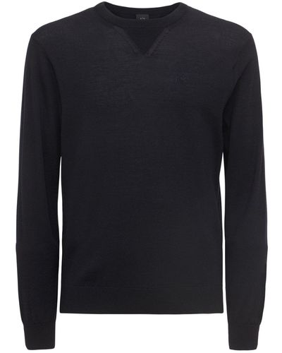 Armani Exchange Wool Knit Crewneck Sweater - Black