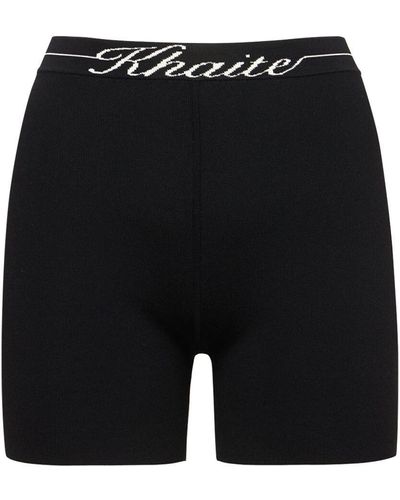 Khaite Shorts De Ciclismo De Viscosa Con Logo - Negro