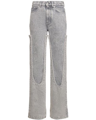 Y. Project Denim Patchwork High Rise Flared Jeans - Gray