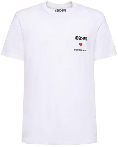Moschino T-shirt Aus Baumwolljersey Mit Druck - Weiß