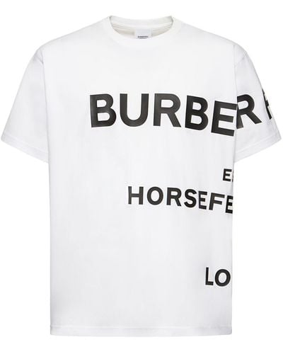 Burberry T-shirt oversize in jersey di cotone con logo stampato - Bianco