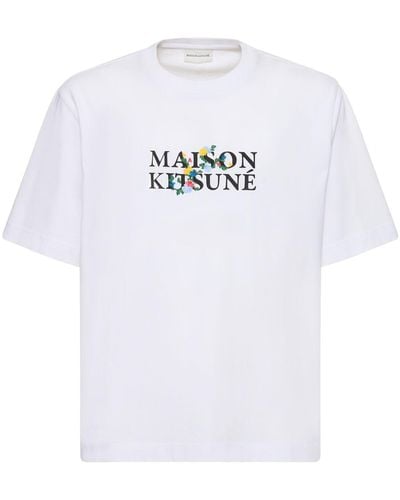 Maison Kitsuné T-shirt oversize maison kistuné flowers - Bianco