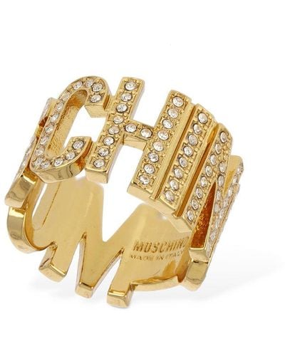 Moschino Crystal Band Ring - Metallic