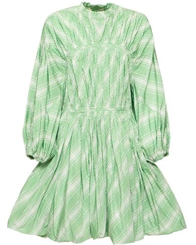 Jil Sander Checked Long Sleeve Mini Dress - Green