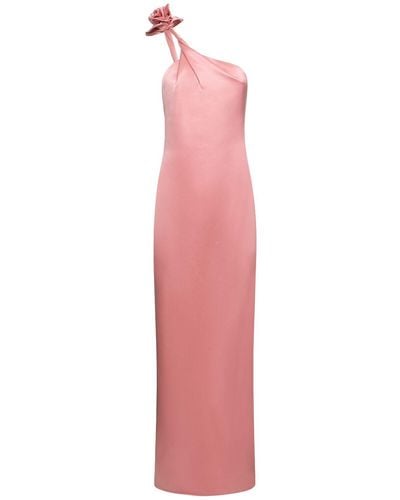Magda Butrym Silk Satin One Shoulder Long Dress - Pink