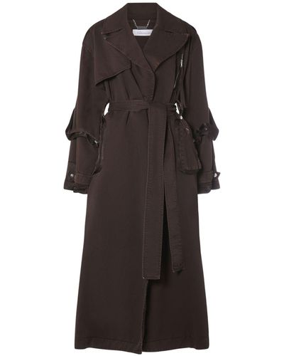 Blumarine Trench-coat en gabardine de coton avec ceinture - Marron