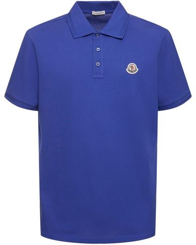 Moncler Polohemd Aus Baumwolle Mit Logopatch - Blau