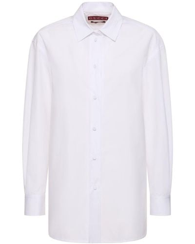 Gucci Cotton Poplin Shirt W/ Ribbon Tie - White