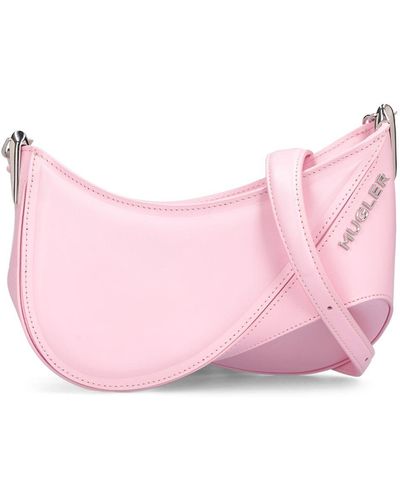 Mugler Mini Leather Spiral Curve Shoulder Bag - Pink