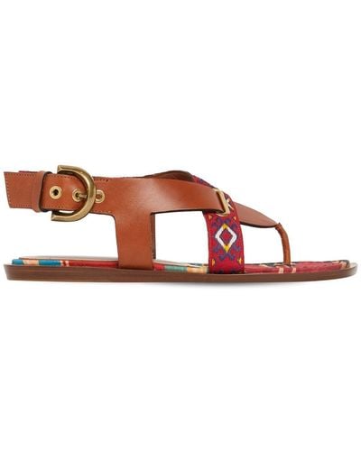 Etro 10mm Leather & Canvas Thong Sandals - Multicolor
