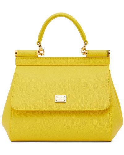 Dolce & Gabbana Small Sicily Leather Top Handle Bag - Yellow