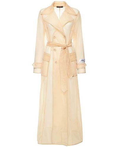 Dolce & Gabbana Tech Marquisette Belted Trench Coat - Natural