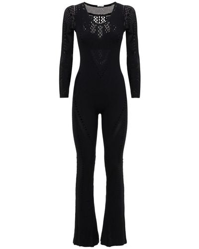 Wolford Sporty Net Flared Stretch Nylon Jumpsuit - Black