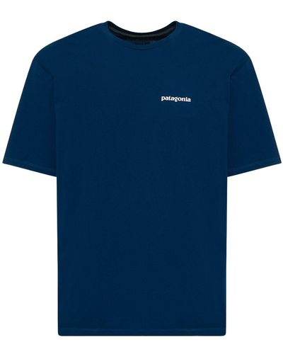 Patagonia Camiseta p-6 mission de algodón reciclado con logo - Azul