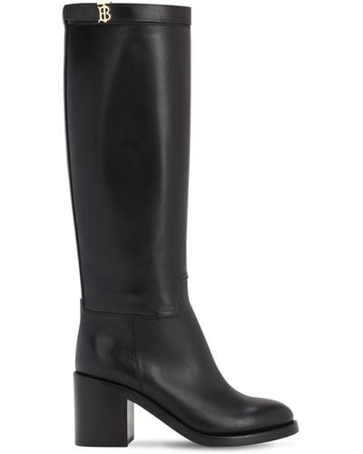 Burberry 70mm Redgrave Leather Tall Boots - Black
