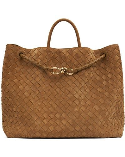 Bottega Veneta Large Andiamo Leather Top Handle Bag - Brown