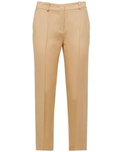 Loro Piana Derk Straight Linen Cropped Pants - Natural